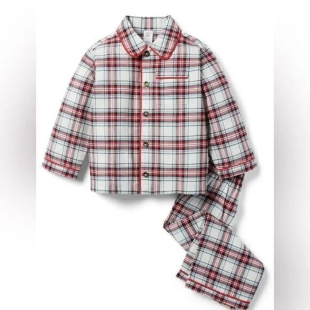 NWT Janie & Jack Girls Classic Red Plaid Long Sleeve Pajama Set 100% Cotton - 4